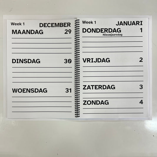 A4 Grootletter AGENDA 2026 - Week op 2 pagina's