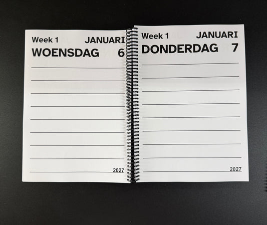 A4 Grootletter AGENDA 2026 / 2027 - 1 dag per pagina