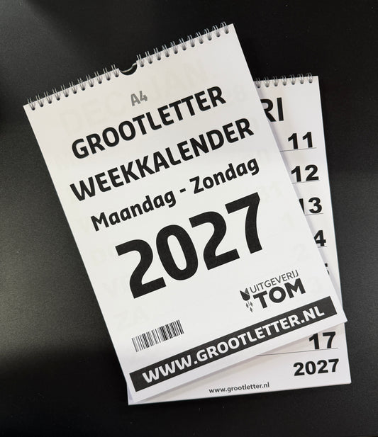 A3 Grootletter Weekkalender Maandag - Zondag indeling