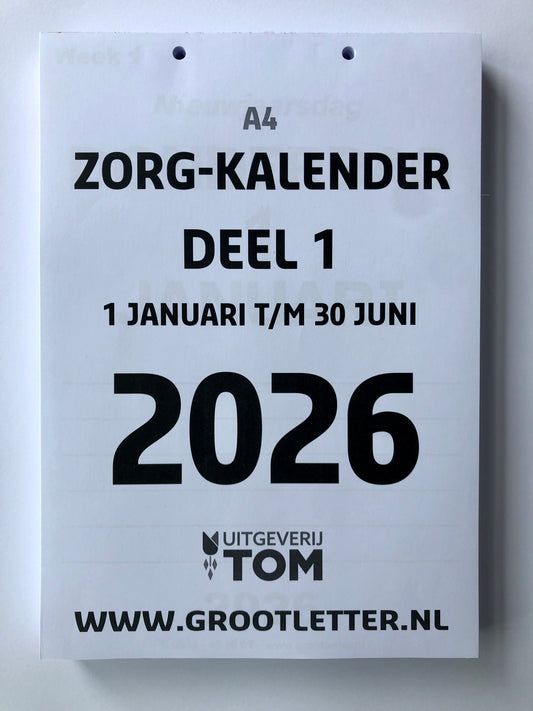 A4 Grootletter Zorgkalender 2026