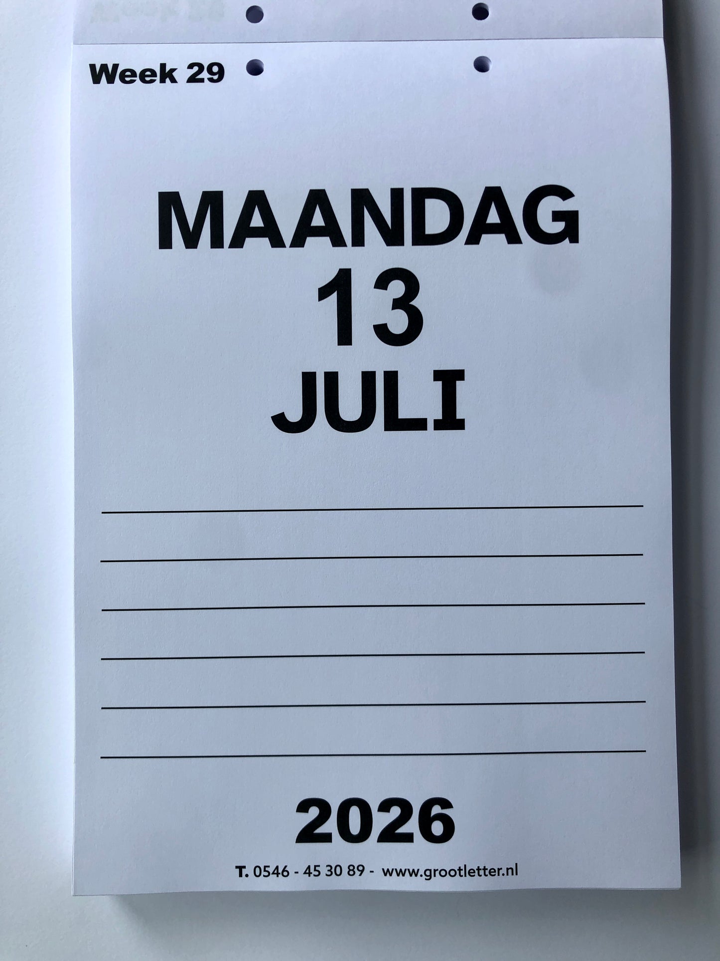 A4 Grootletter Zorgkalender 2025 en 2026