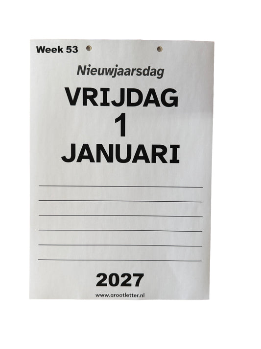 A4 Grootletter Zorgkalender 2026 / 2027