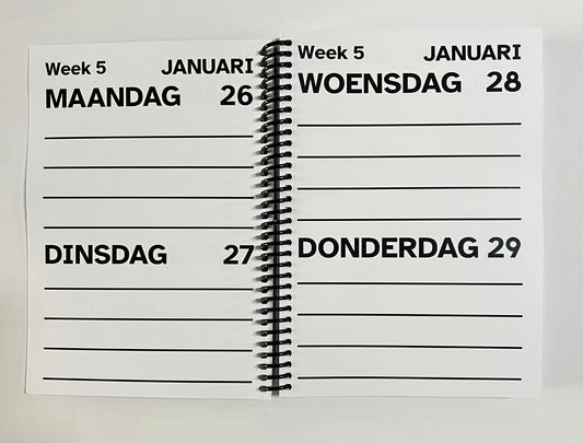 A5 Grootletter AGENDA 2026 - 2 dagen per pagina
