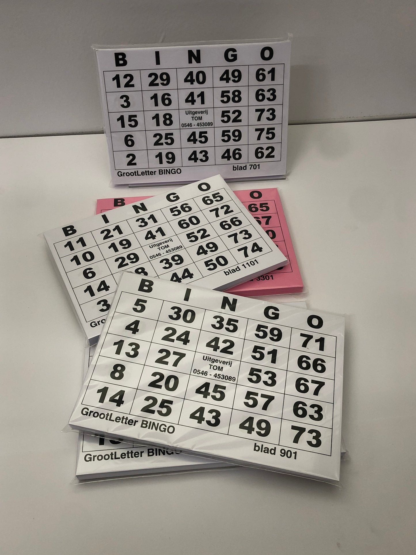 A5 GrootLetter Bingo-75 (100 vel): in vijf verschillende kleuren.