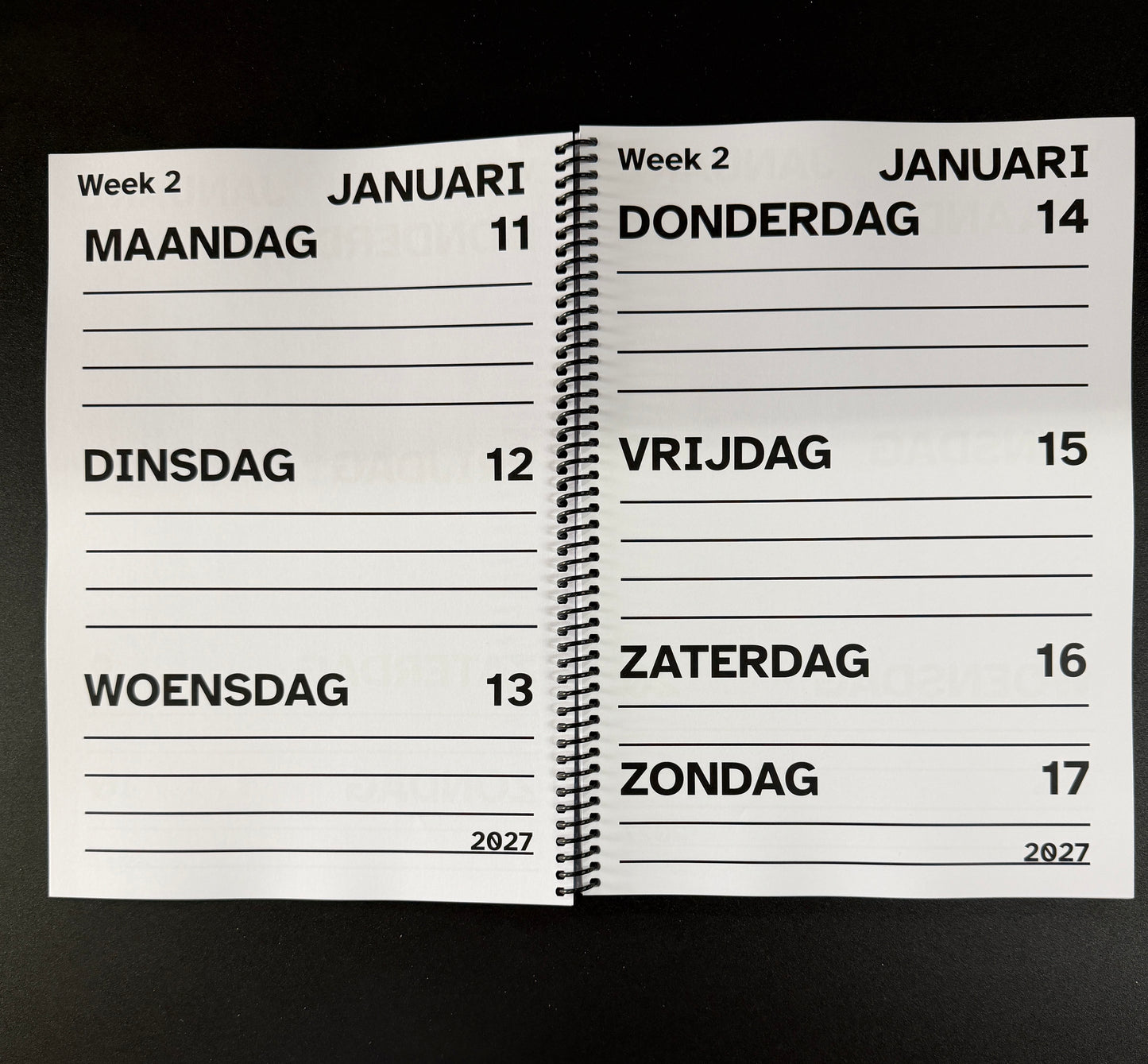 A4 Grootletter AGENDA 2027 - Week op 2 pagina's