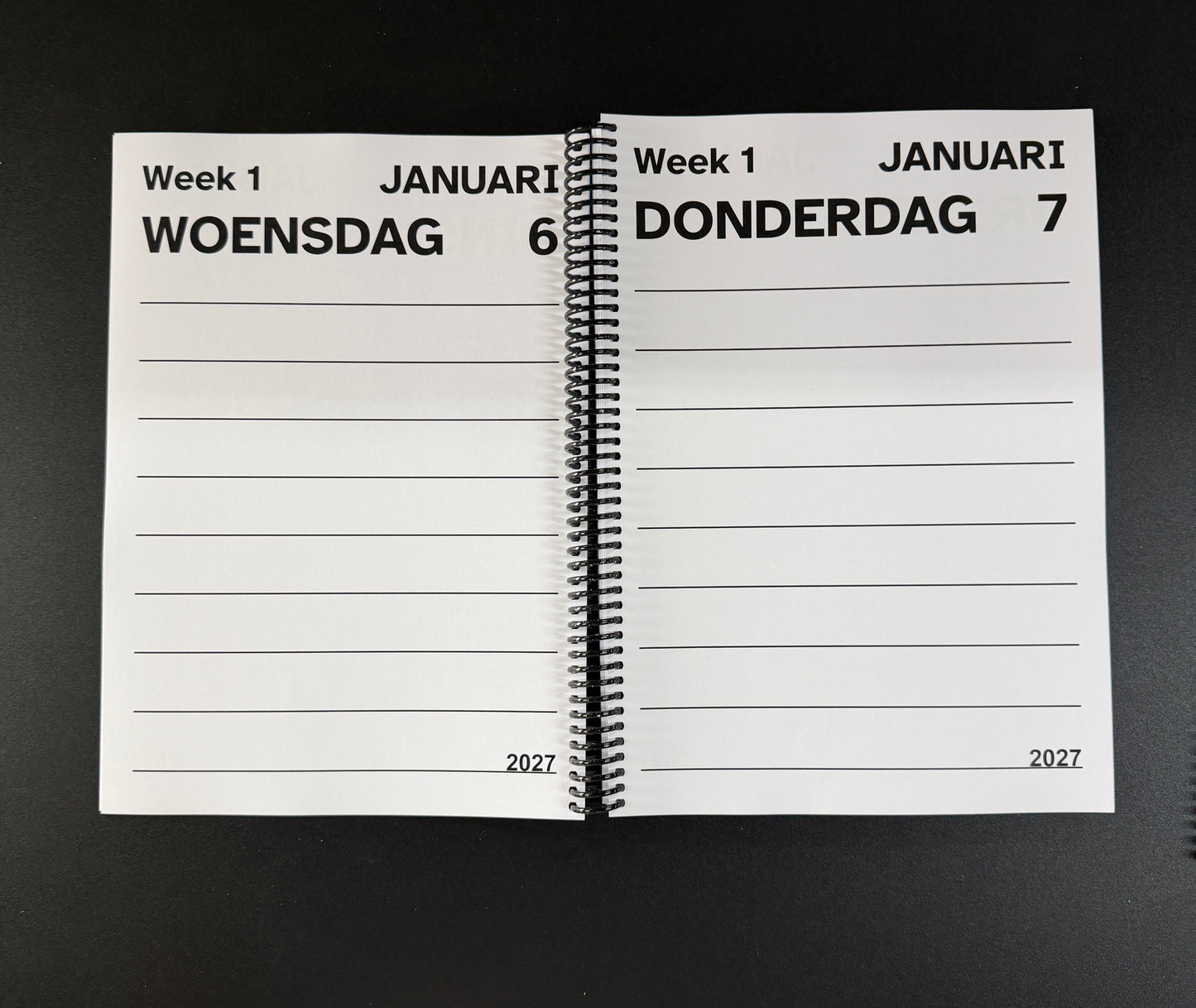 A4 Grootletter AGENDA 2026 / 2027 - 1 dag per pagina