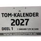 A4 TOM kalender met grote letters en cijfers 2026 / 2027