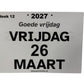 A4 TOM kalender met grote letters en cijfers 2026 / 2027