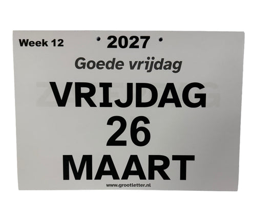 A4 TOM kalender met grote letters en cijfers 2026 / 2027