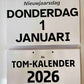A4 TOM kalender met grote letters en cijfers