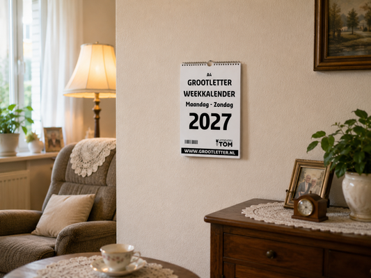 A4 Grootletter Weekkalender Maandag - Zondag 2027