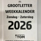 A4 Grootletter Weekkalender Zondag - Zaterdag 2026