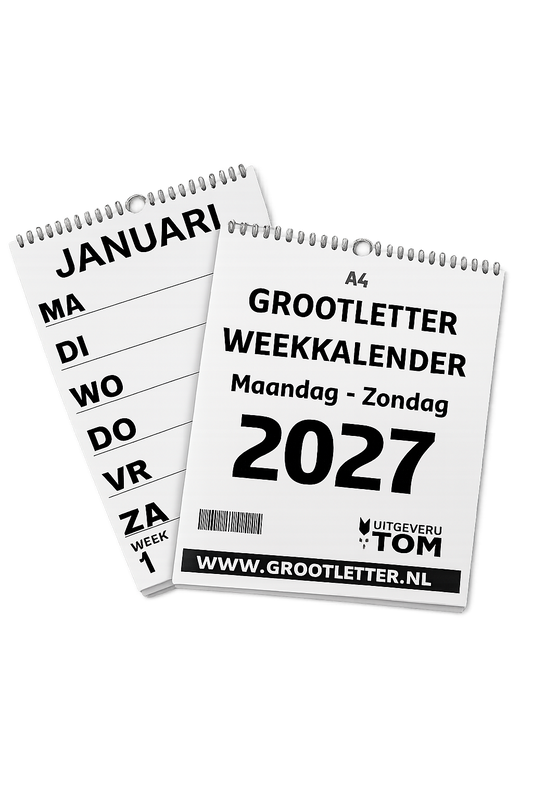 A4 Grootletter Weekkalender Maandag - Zondag 2027