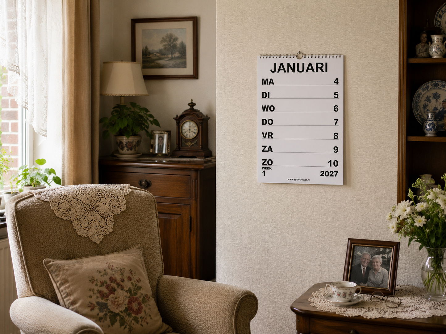 A4 Grootletter Weekkalender Maandag - Zondag 2027