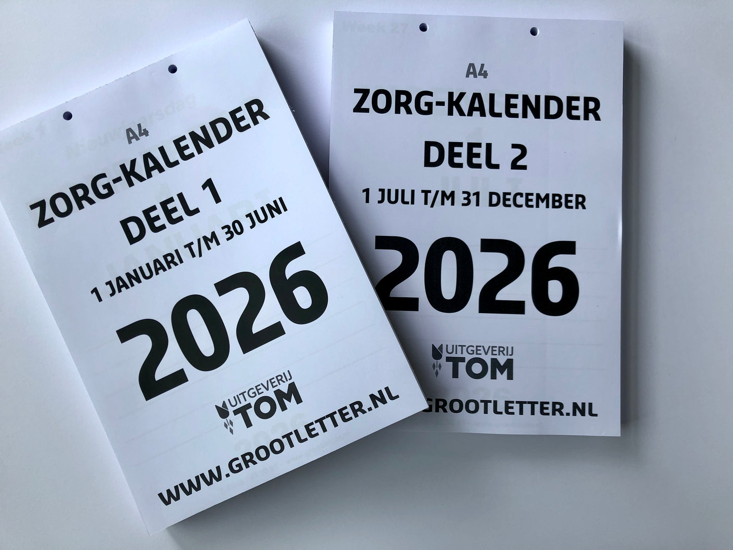 A4 Grootletter Zorgkalender 2025 en 2026