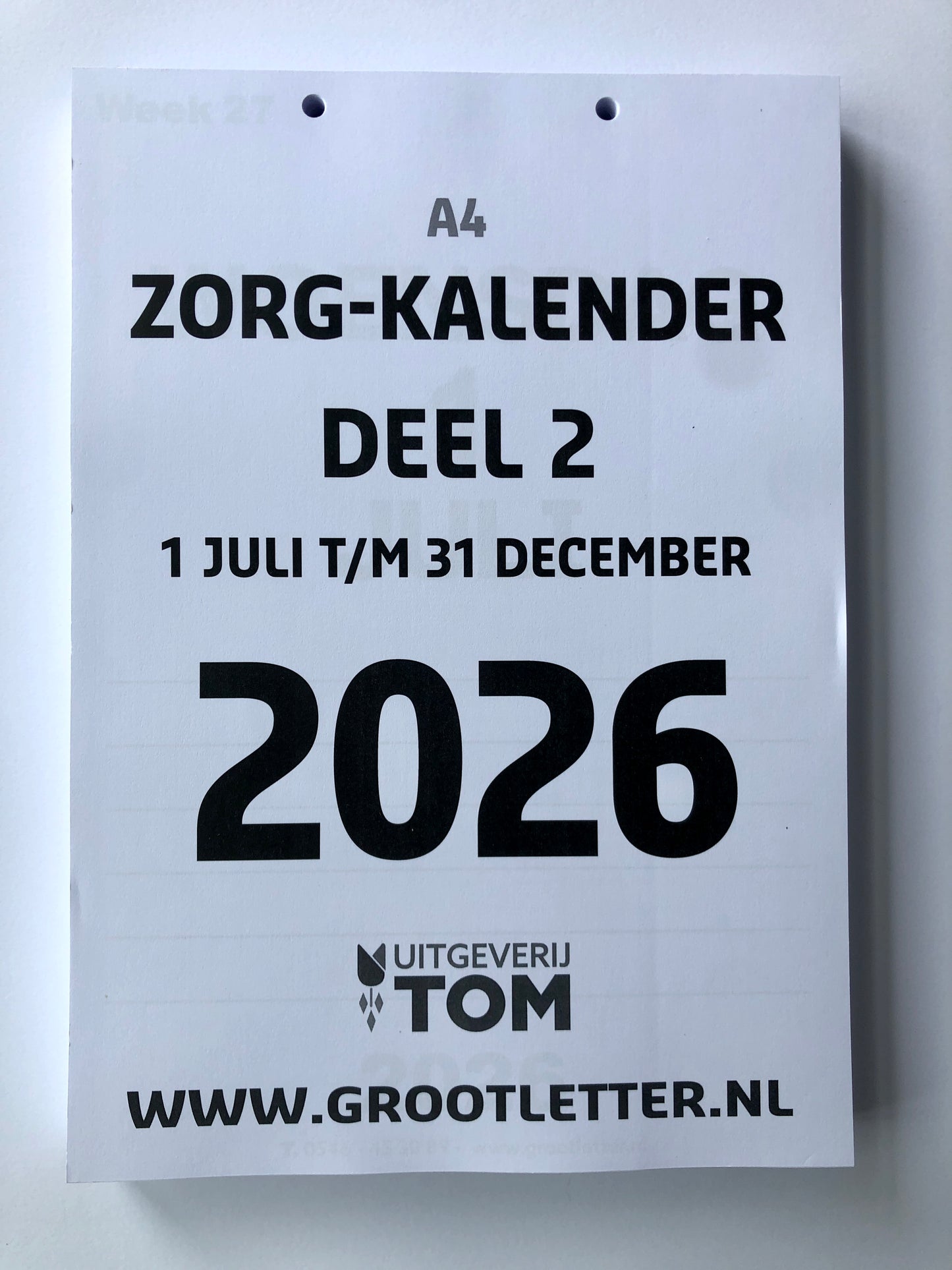 A4 Grootletter Zorgkalender 2025 en 2026