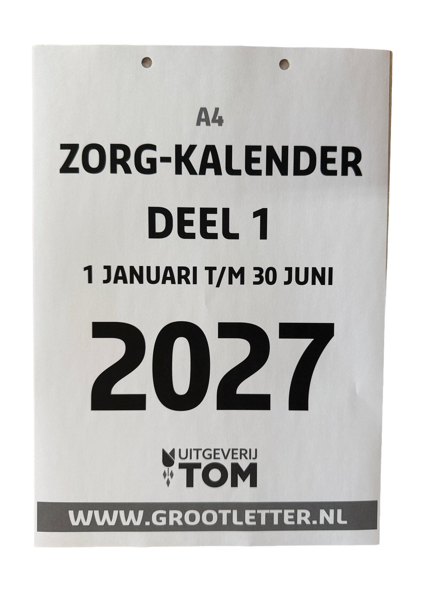 A4 Grootletter Zorgkalender 2026 / 2027