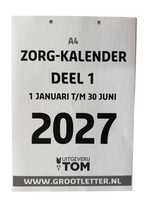 A4 Grootletter Zorgkalender 2026 / 2027