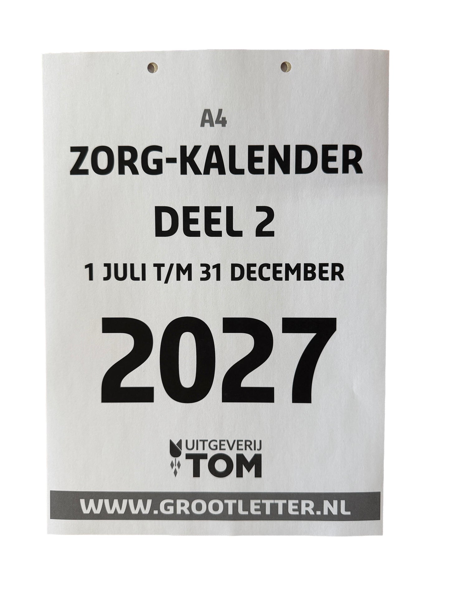 A4 Grootletter Zorgkalender 2026 / 2027
