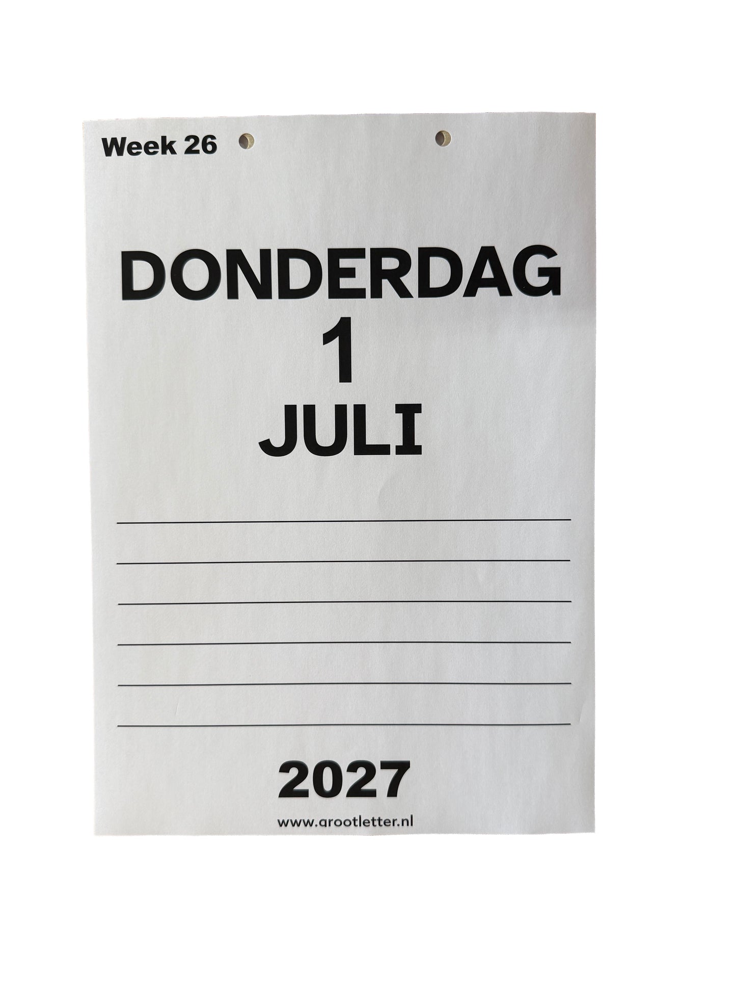 A4 Grootletter Zorgkalender 2026 / 2027