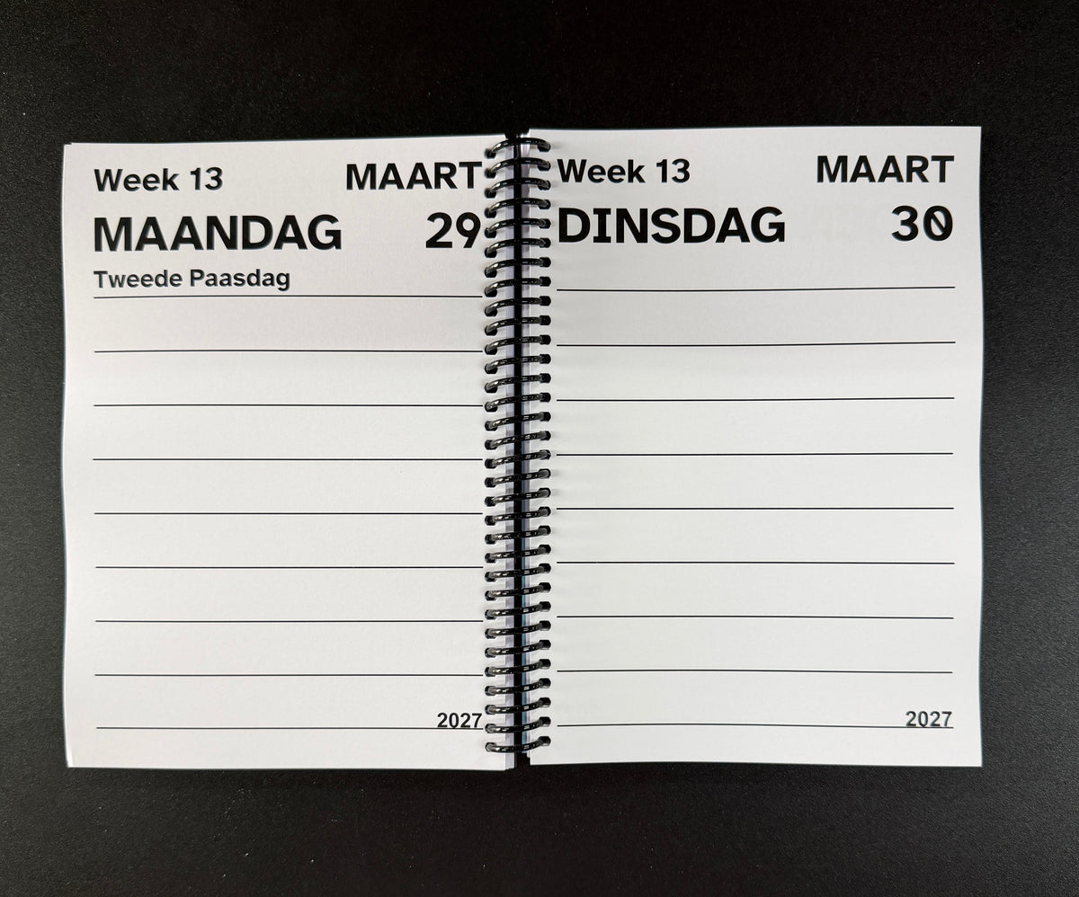 A5 Grootletter AGENDA 2027 - 1 dag per pagina