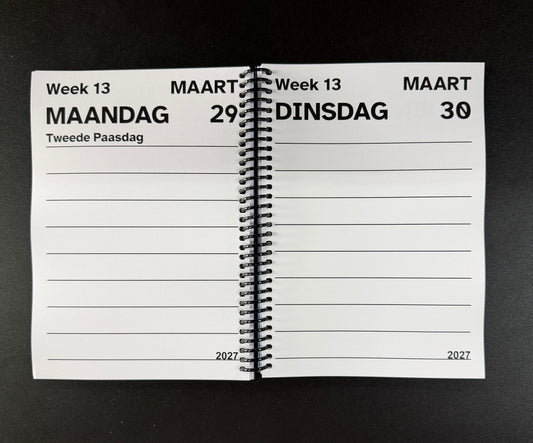 A5 Grootletter AGENDA 2027 - 1 dag per pagina