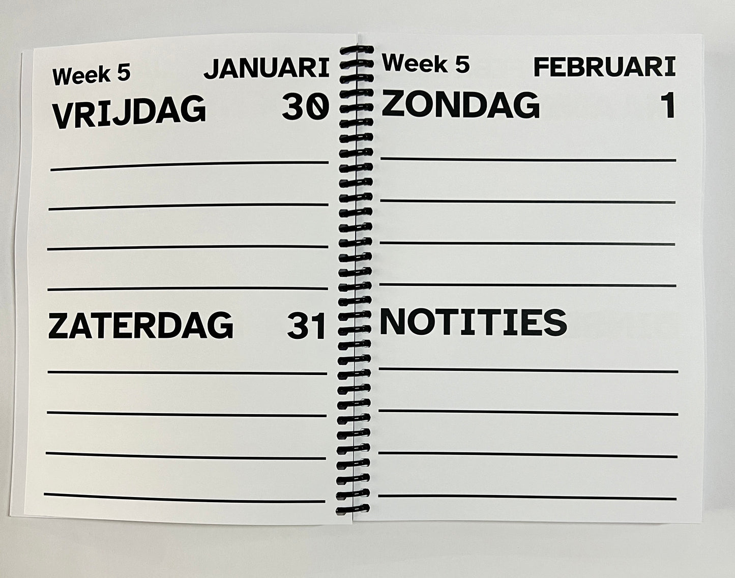 A5 Grootletter AGENDA 2026 - 2 dagen per pagina