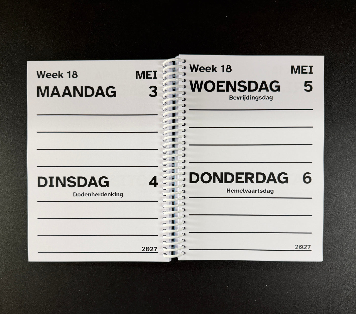 A5 Grootletter AGENDA 2027 - 2 dagen per pagina