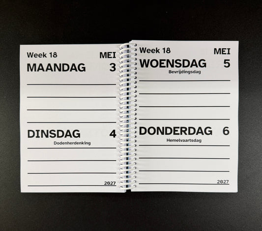 A5 Grootletter AGENDA 2027 - 2 dagen per pagina