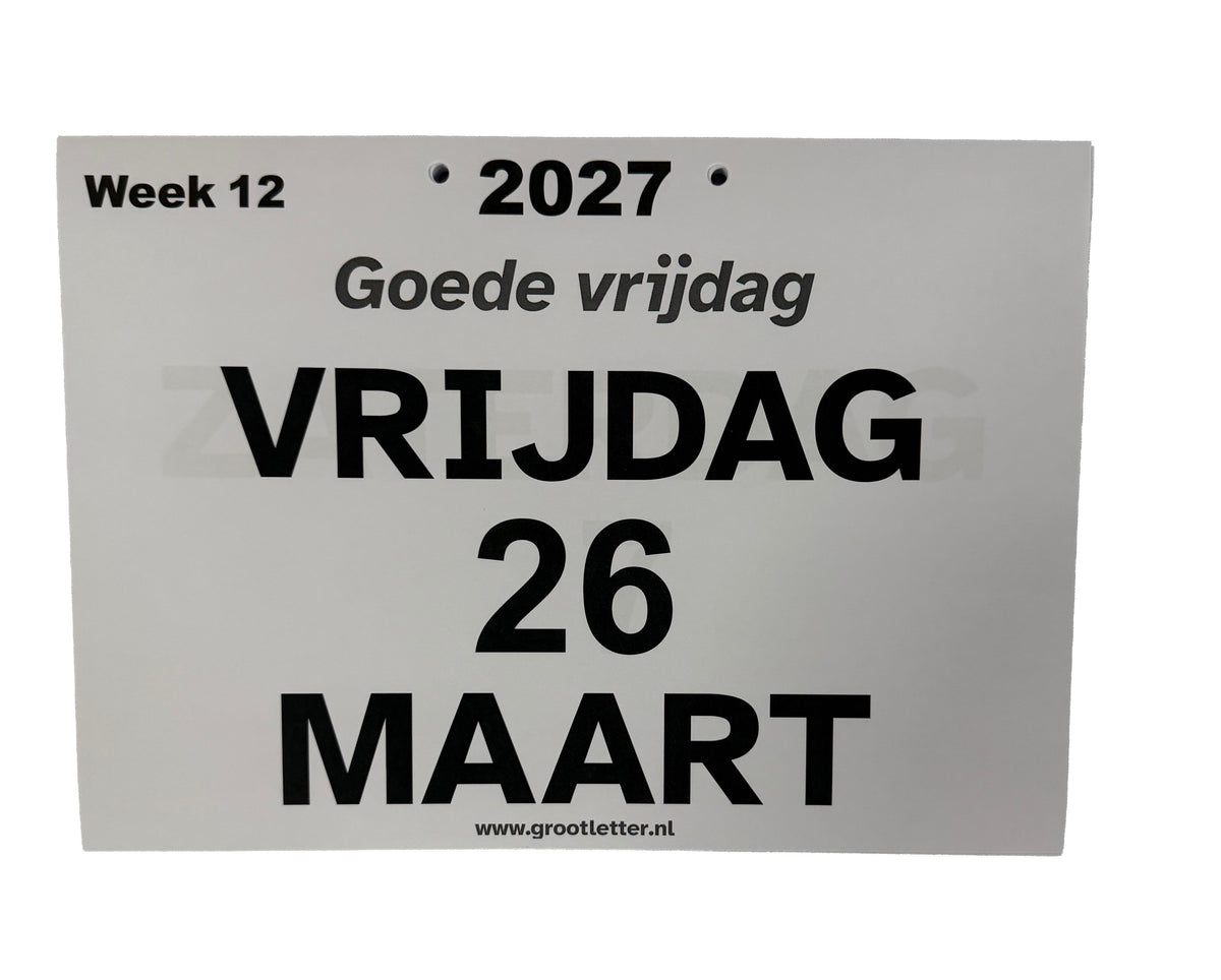 A5 TOM Kalender met grote letters en cijfers 2027