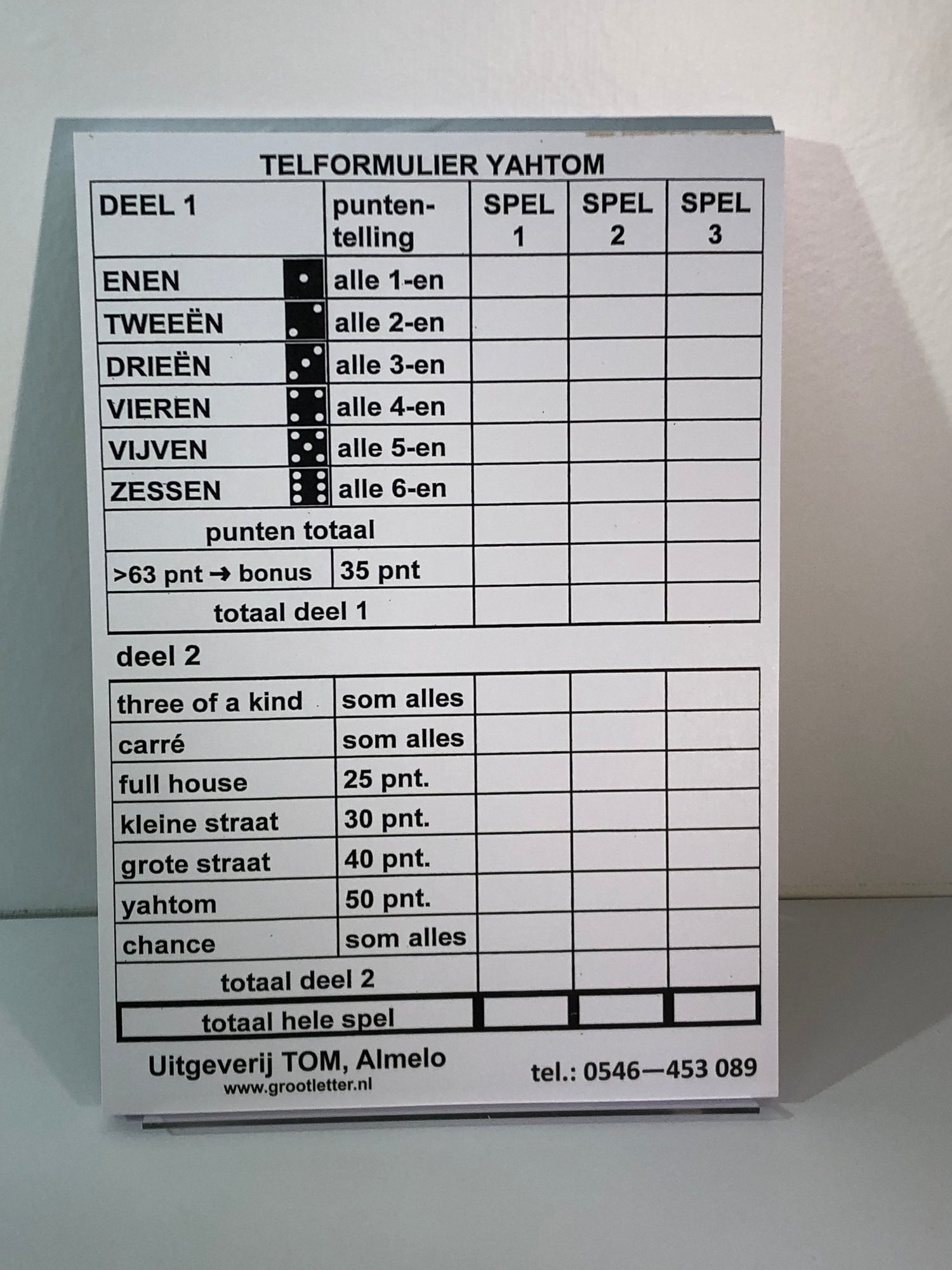 Score formulieren GROOTLETTER